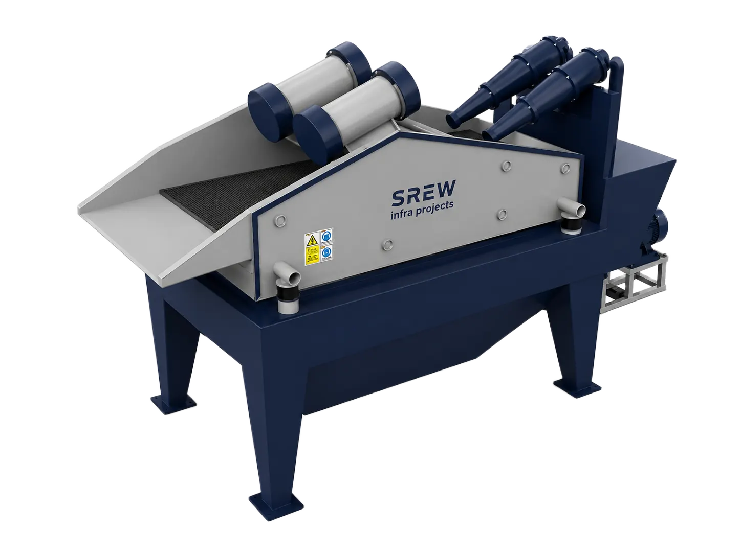 Dewatering screen with hydrocyclone for sand recovery, built by SREW Projects