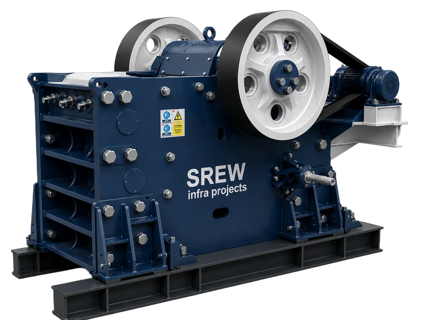 Heavy-duty jaw crusher with drive, built by SREW Projects