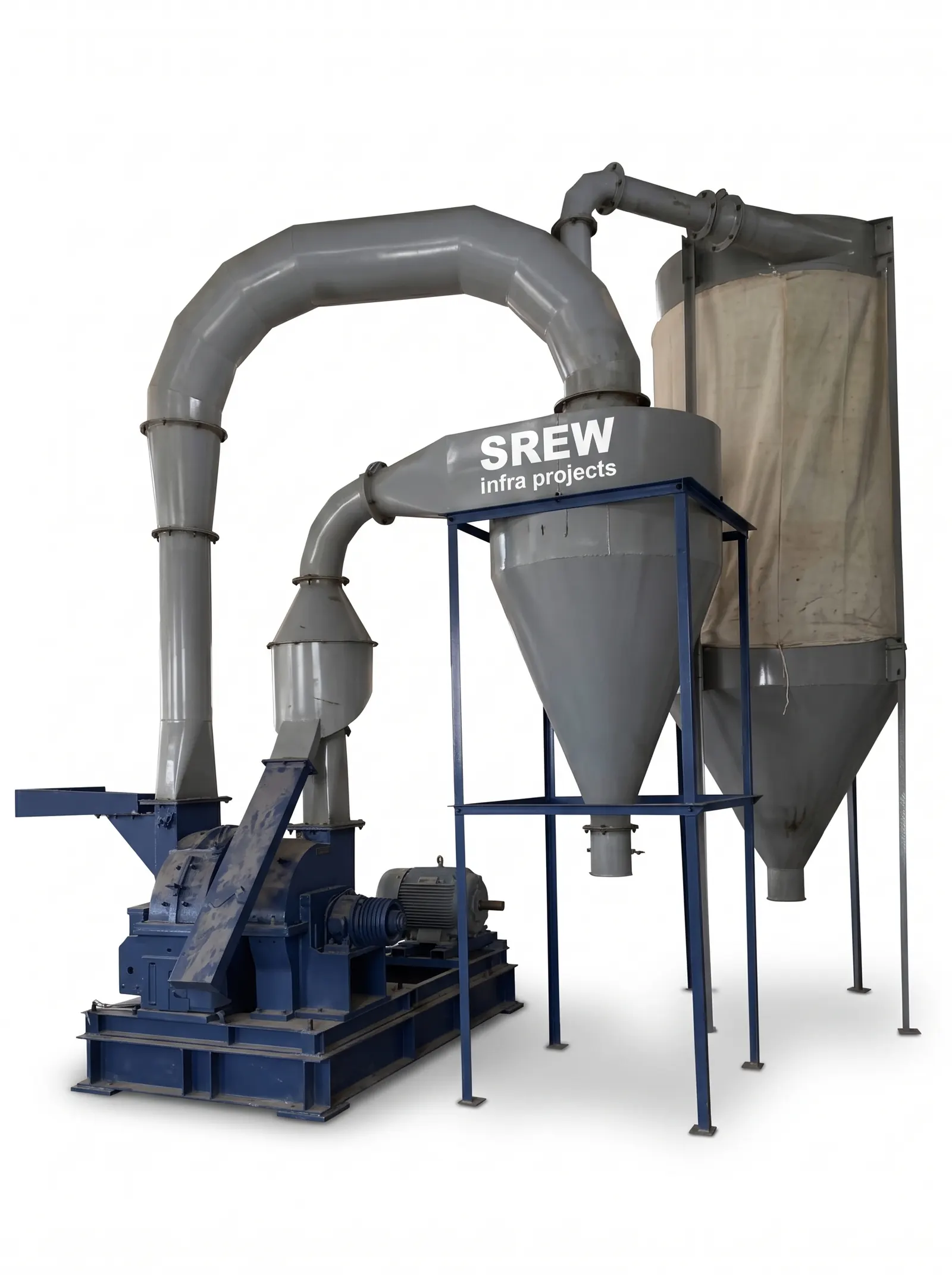 Pulverizer with cyclone and bag filter, built by SREW Projects